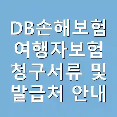 DB손해보험 여행자보험 청구서류 및 발급처 안내