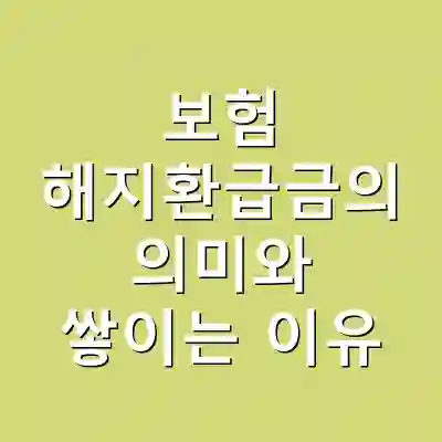 보험 해지환급금의 의미와 쌓이는 이유