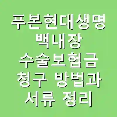 푸본현대생명 백내장 수술보험금 청구 방법과 서류 정리
