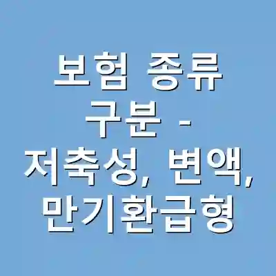 보험 종류 구분 – 저축성, 변액, 만기환급형
