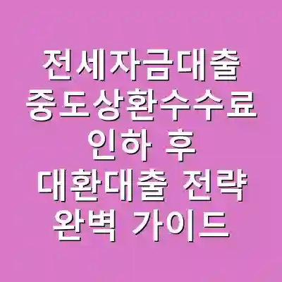 전세자금대출 중도상환수수료 인하 후 대환대출 전략 완벽 가이드